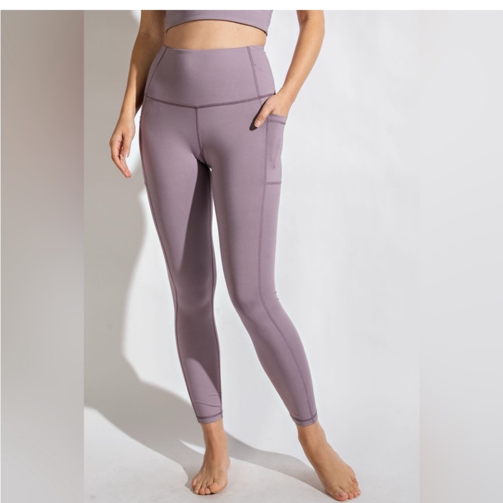 PLUS SIZE FULL LENGTH COMPRESSION LEGGINGS POCKETS LAVENDER NEW